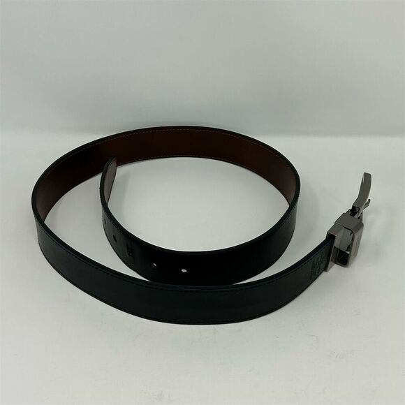 Kenneth Cole Men's Black Italian Leather Dress Belt Size 36 Silver Tone Buckle - Picture 9 of 10